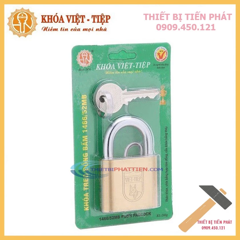 FREESHIP 99K TOÀN QUỐC_Ổ Khóa Cửa VIỆT TIỆP Thân Đông Thau, Khóa Bấm 5 Phân No.1466/52MB, Cao Cấp (Chính Hãng)