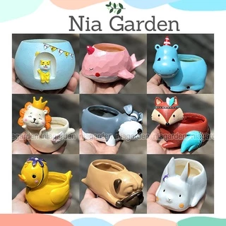 Chậu thú mini trồng sen đá xương rồng cây để bàn Nia Garden N4