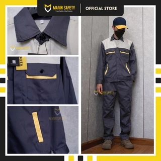 Quần áo bảo hộ lao động thương hiệu AGOTA QA04 vải kaki 3/1 phối màu dày dặn, bền bỉ, thoáng mát khi sử dụng