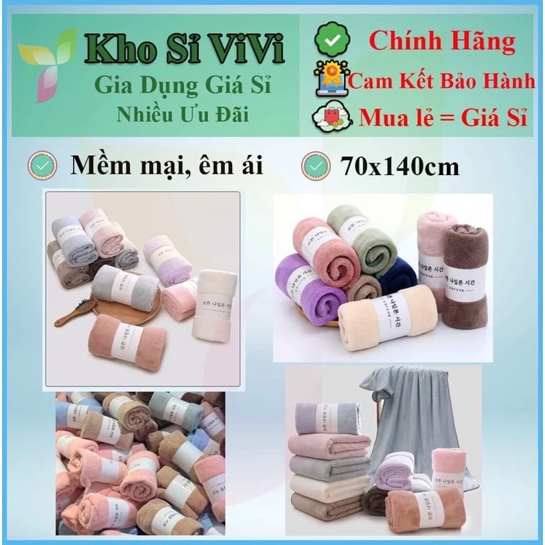 Khăn tắm Loại 1 xuất Hàn khổ lớn 70x140cm lông cừu mềm mịn cho bé và người lớn (Giá sỉ)