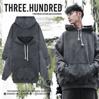 Áo Hoodie Wash Xám Trơn Unisex Chất Liệu 100% Cotton Dày Dặn Form Rộng Thoải Mái Phong Cách Đơn Giản