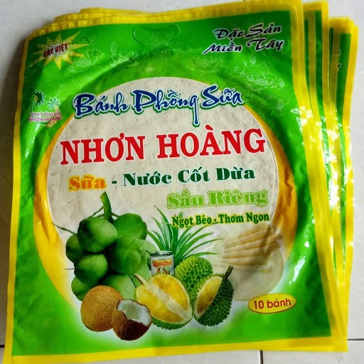 [hàng bán chạy] COMBO 5 GÓI BÁNH PHỒNG SỮA SẦU RIÊNG NHƠN HOÀNG - gói 220gr