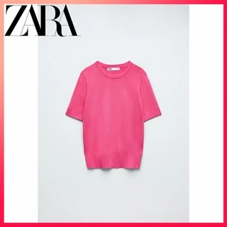 Zara Áo sweater Tay Ngắn Cổ Tròn Thiết Kế Đơn Giản Cho Nữ