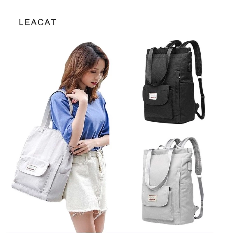 Balo LEACAT vải canvas oxford chống thấm nước đựng máy tính xách tay 13/ 13.3/ 14/ 15.6 inch cho nữ