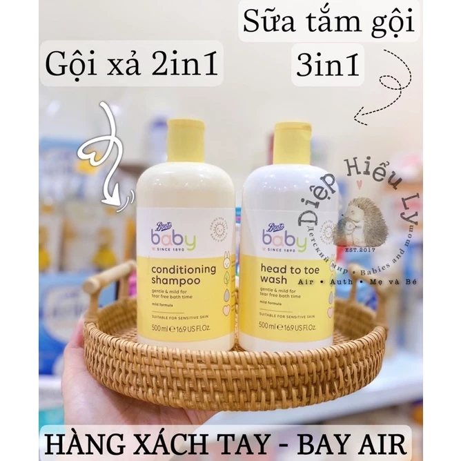 Gội tắm xả cho bé Boots UK - ThaiLand Air 500ml