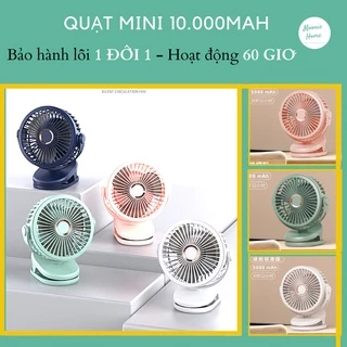 [FREESHIP] Quạt Mini Tích Điện Kẹp Để Bàn 10000mah, Sử Dụng Tới 60H Văn Phòng, Xe Đẩy, Du Lịch Mã QMN -200