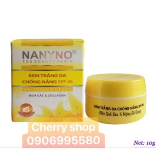 Kem trắng da chống nắng SPF-45 Nanyno chiết xuất Kem gấc và Collagen (10g)