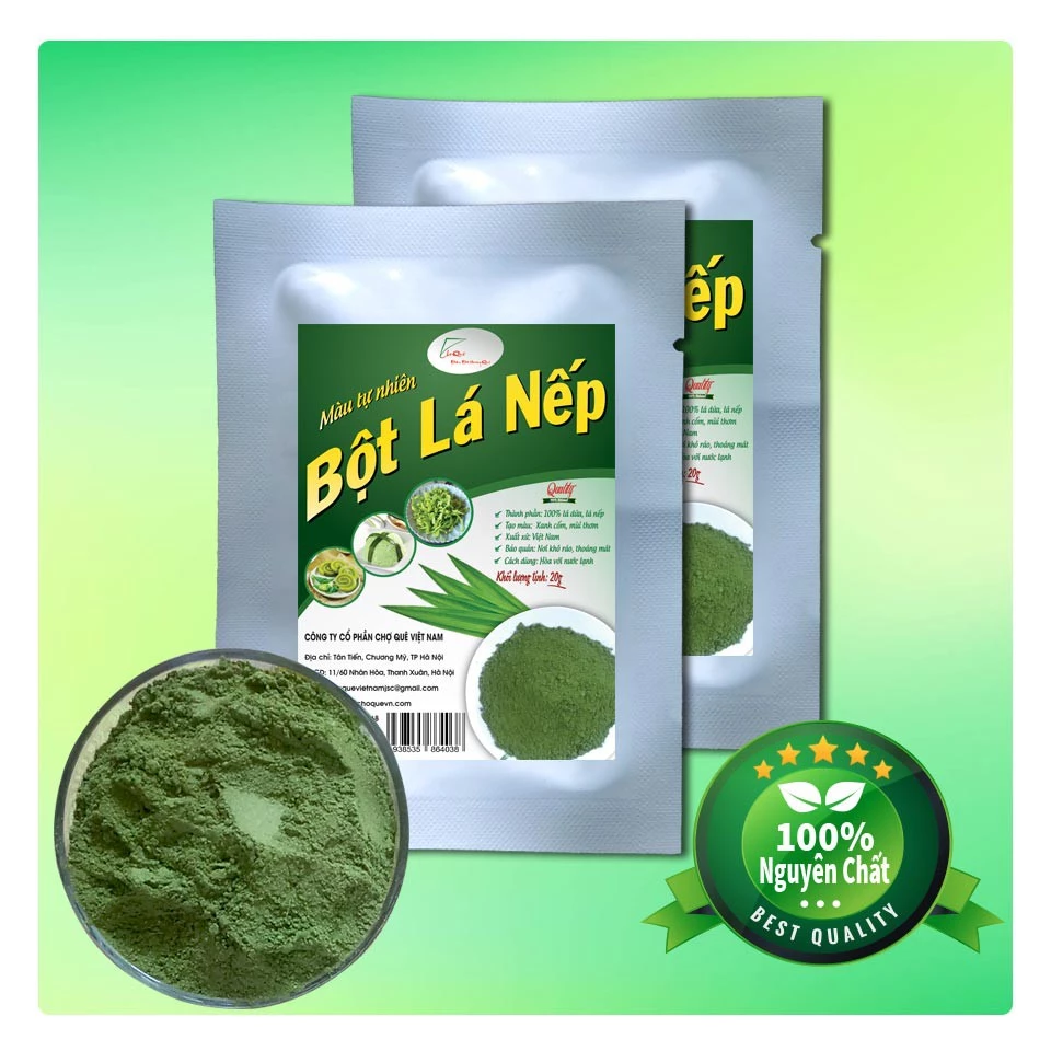 Bột lá dứa (Bột lá nếp) gói 20g, 50g,100g nguyên chất 100% sấy lạnh hữu cơ chính hãng từ cây lá dứa lá nếp thơm