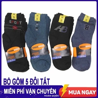 Bộ 5 Tất Vớ Nam Cổ Trung Thun Cotton mềm mại,co giãn tốt,thấm hút mồ hôi tốt, thoải mái khi mang (Bình dân, vải vừa,đẹp)