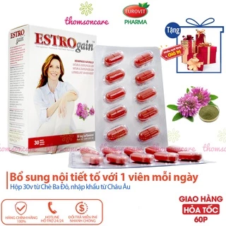 Viên uống cân bằng nội tiết tố Estrogain – Từ Chẽ Ba Đỏ giảm khó chịu tiền mãn kinh, mãn kinh - Nhập khẩu Châu Âu