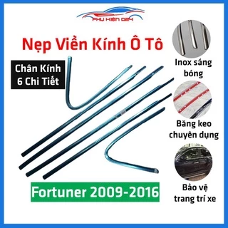 Bộ nẹp viền chân kính inox Fortuner 2009-2016 Loại 6 Chi Tiết