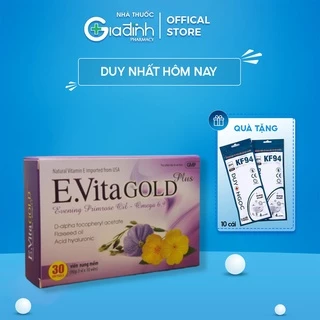 Viên uống vitamin E giảm lão hóa Evita Gold Plus kết hợp cao lô hội cấp ẩm, làm trắng, giúp da sáng mịn - Hộp 30 viên