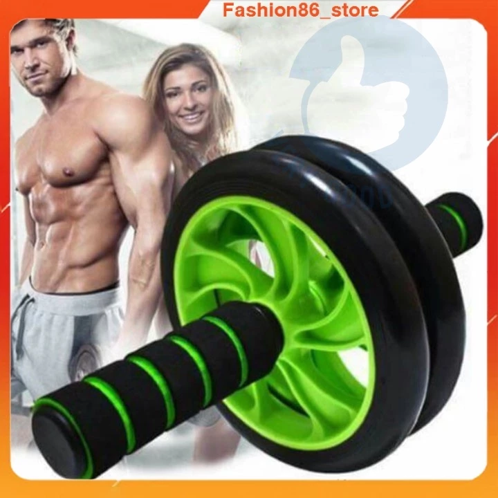 Dụng cụ tập gym con lăn tập bụng 2 bánh, máy tập cơ bụng con lăng tập gym ab giảm cân mỡ bụng tại nhà TẶNG thảm lót gối