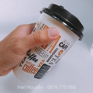 50 Ly cốc giấy cafe trà sữa chanh có nắp dày cute in hình Tea CF take away 450ml 500ml