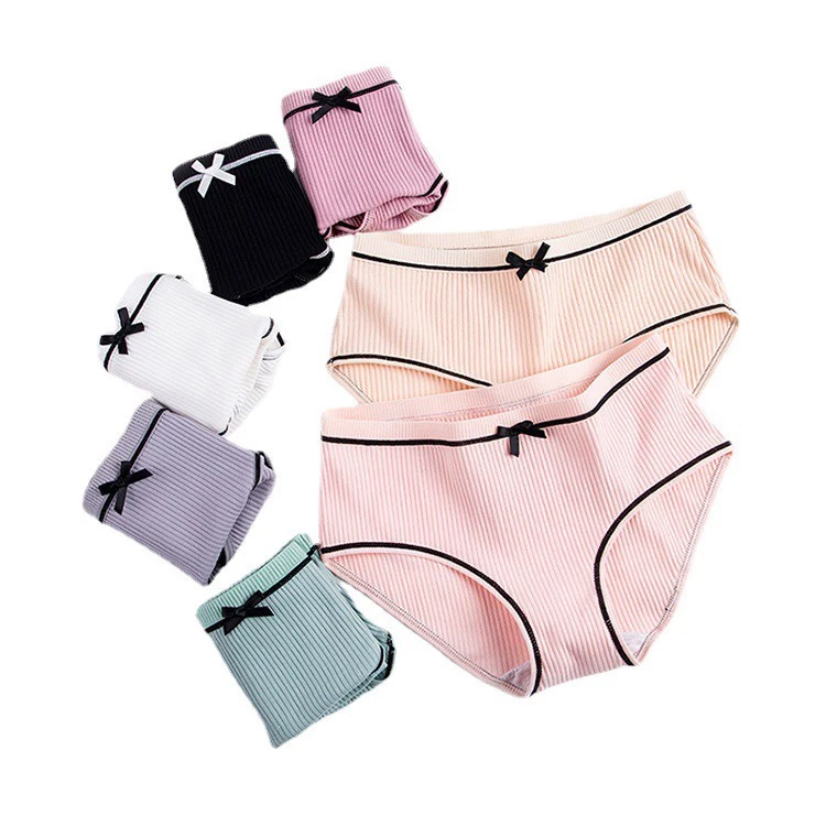 Quần lót nữ COTTON gân tăm đính nơ mềm mại thoải mái