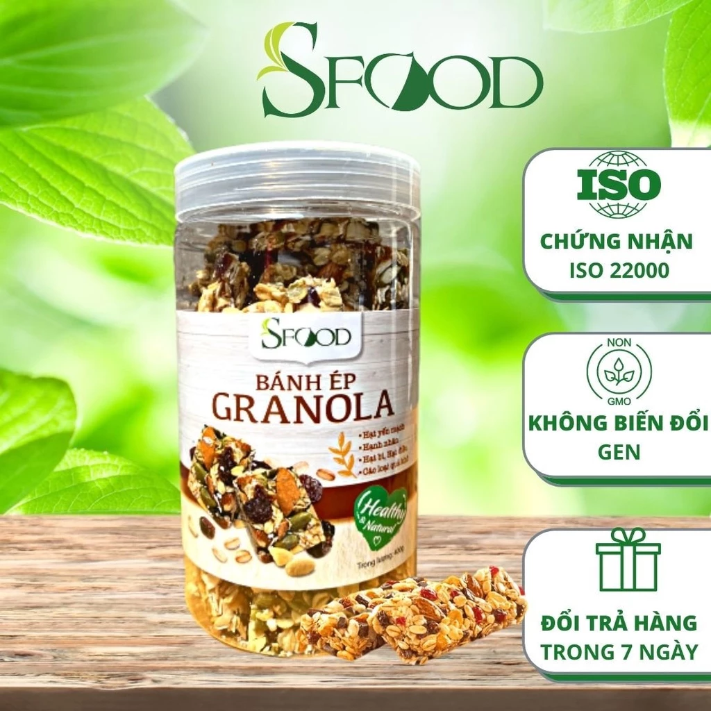 Granola SFOOD 400gram, bánh ép Granola, thơm, giòn, healthy hỗ trợ giảm cân