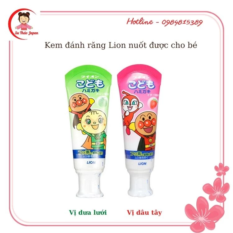 Kem Đánh Răng nuốt được Lion cho bé Nhật Bản