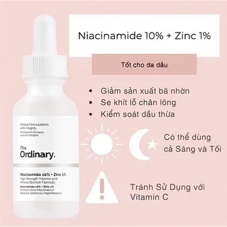 Tính chất kháng mụn sáng da Niacinamide 10% + Zinc 1% The Ordinary bill sephora Us