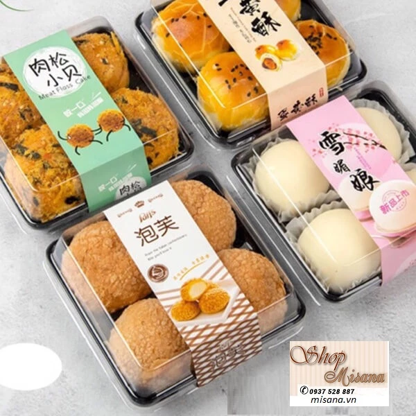 Combo 50 hộp nhựa đựng bánh 4 ngăn, đựng bánh mochi FG134; KT: 12x12x5