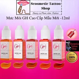 Mực phun môi GH cao cấp, mực môi bám màu đậm màu -12ml-Mẫu Mới