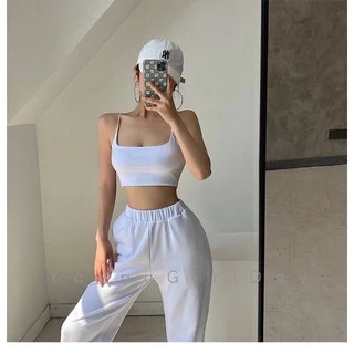 [sẵn] Áo croptop 2 lớp cổ vuông Ulzzang