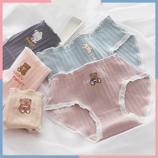 Quần Lót Cotton Gân Tăm Hoạ Tiết Thỏ Và Gấu Mã 2899