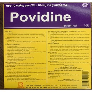 Gạc Povidine 10x10 Hộp 10 Miếng