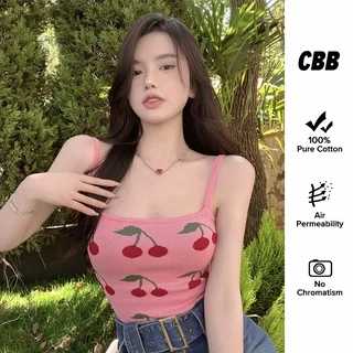 Porozi Áo hai dây crop top cho nữ lưng cao kiểu Hàn Quốc