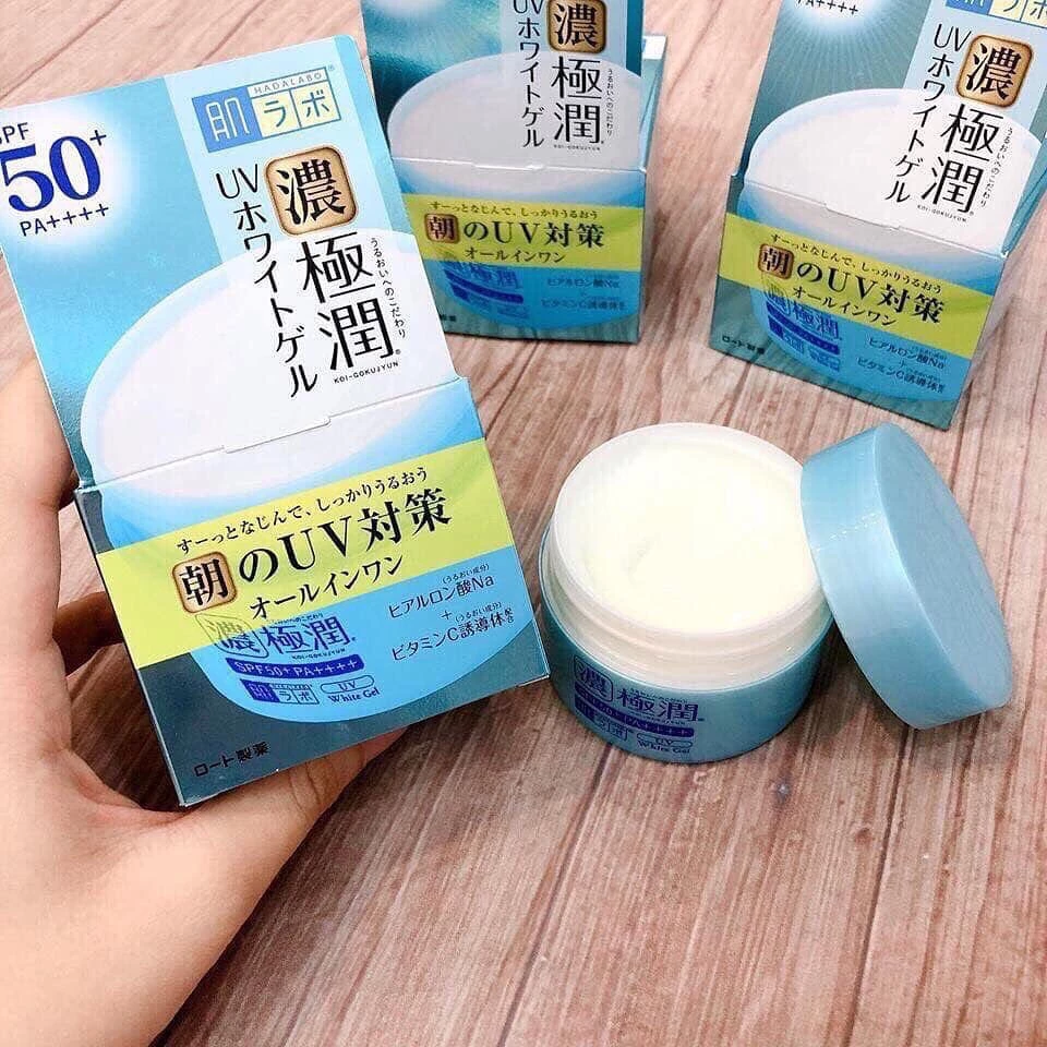 (Mẫu Mới, Bill Nhật) Kem dưỡng da Hadalabo UV SPF 50+ , Kem Hada Labo Gokujyun Hyaluronic 7 in 1 Nhật Bản