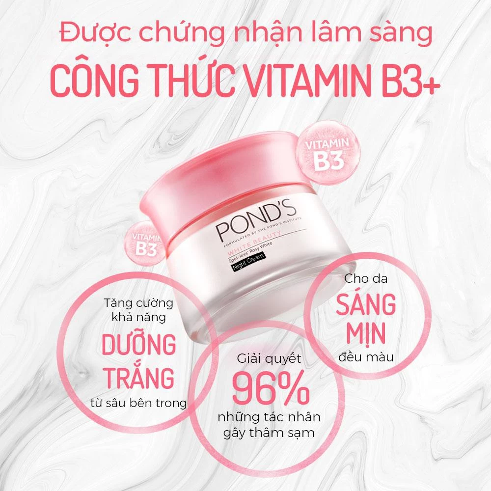 Kem Dưỡng Trắng Da Ban Đêm Pond's White Beauty Trắng Hồng Tinh Khiết - 50g thái