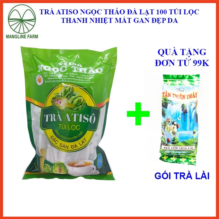 Combo 10 gói Trà Atiso túi lọc Ngọc Thảo Đà Lạt gói 100 túi đồ uống thanh nhiệt giúp làm đẹp da mặt