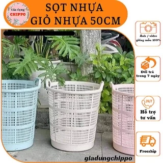 Sọt nhựa đựng quần áo, đồ chơi Việt Nhật miệng tròn cao 50cm