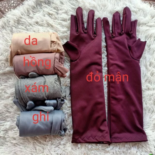 [New] Găng tay chống nắng trơn bóng co giản 4 chiều 4 tấc