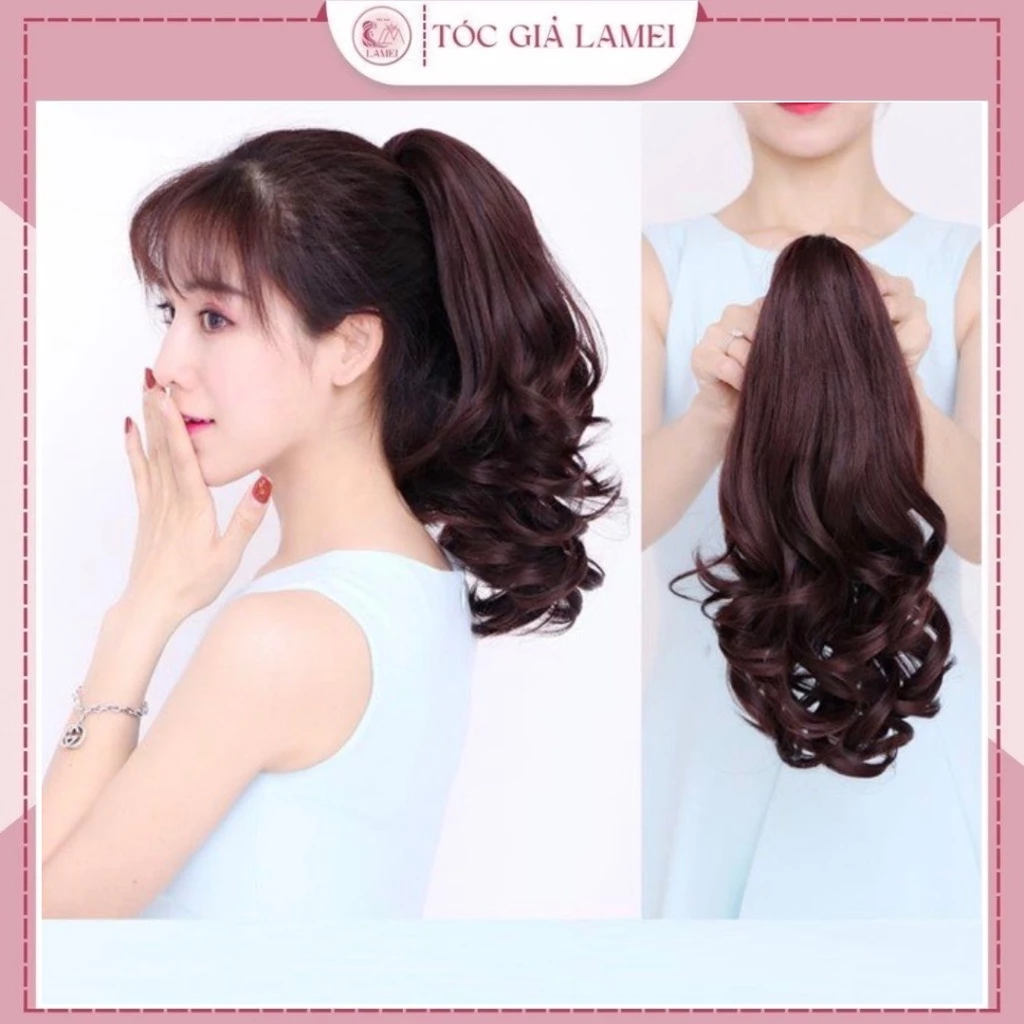 Tóc Giả Ngoạm Ngắn 35cm Làm Từ Sợi Tơ Cao Cấp Mềm Mượt Tự Nhiên
