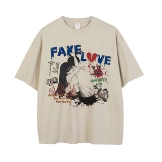 Áo thun oversize FAKE LOVE - Áo phông anime unisex nam nữ