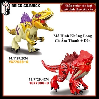 Mô hình Khủng long Dinosaurs Đồ chơi lắp ráp Jurassic Park Tyrannosau T Rex YG77088 (Có Đèn + Tiếng)