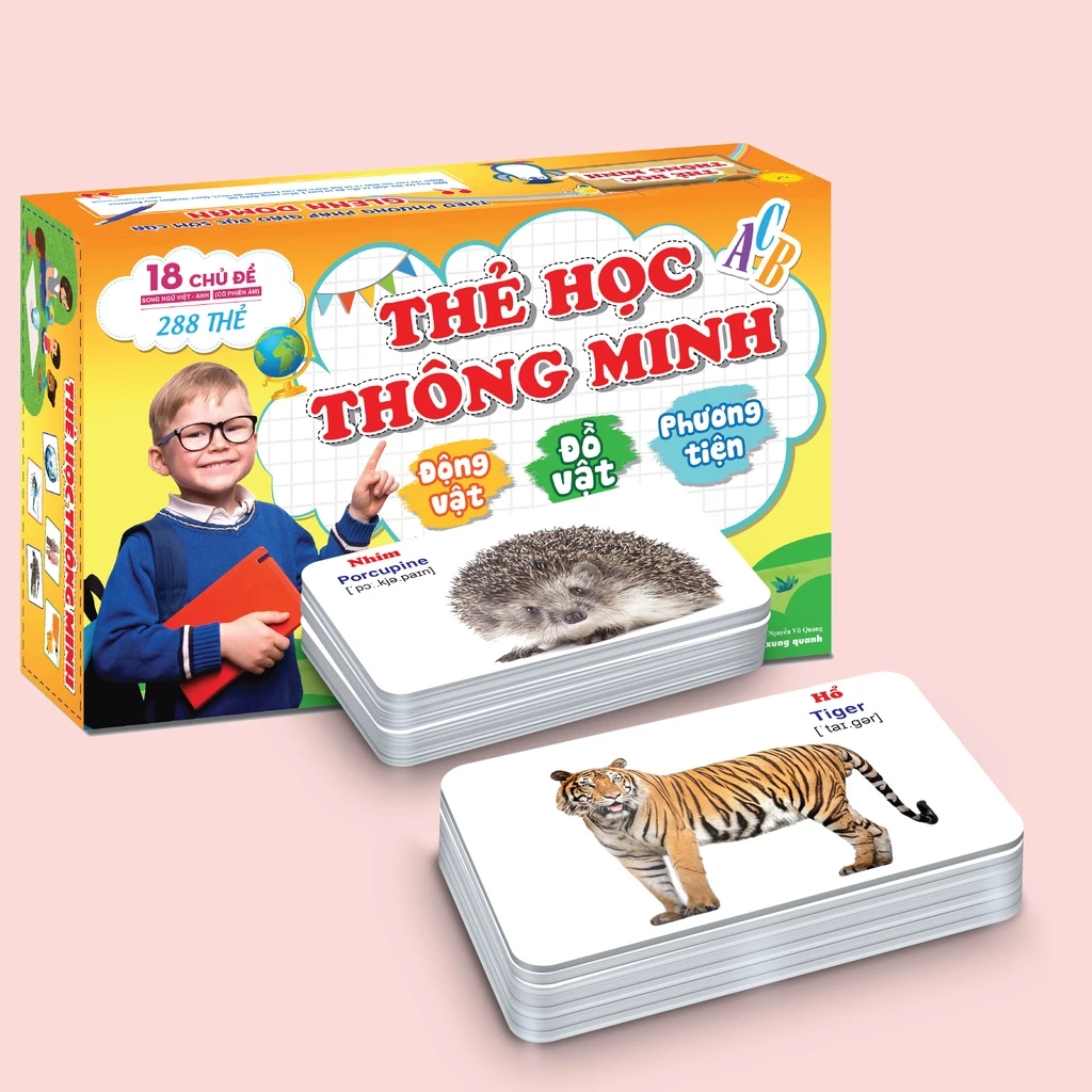 Bộ Thẻ Học Thông Minh FlashCards TUANVIET BOOKS (Size Lớn - 18 Chủ đề - 288 thẻ) - Song ngữ An