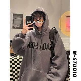 Áo Hoodie Dài Tay Dáng Rộng In Chữ Cá Tính Dành Cho Nam / Size M-5XL