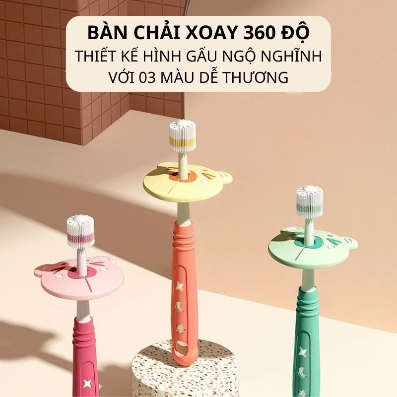 Bàn chải đánh răng xoay 360* siêu mềm cho bé từ 18 tháng tuổi