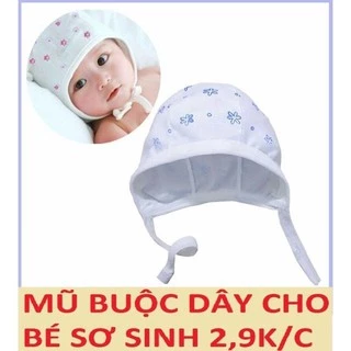 set 5 mũ sơ sinh buộc dây hàng loại 1