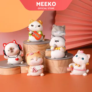 Decor mèo mini để bàn siêu dễ thương/ tượng mèo ban nhạc Kara Chacha Meow yêu đời MEEKO