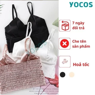 Áo bra phi bóng satin bản to áo 2 dây có bo chun lưng YOCOS BRA043