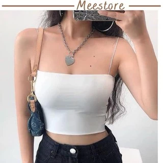 Áo hai dây sợi bún - Áo 2s thun gân len tăm dáng croptop body dáng ôm SIÊU SANG