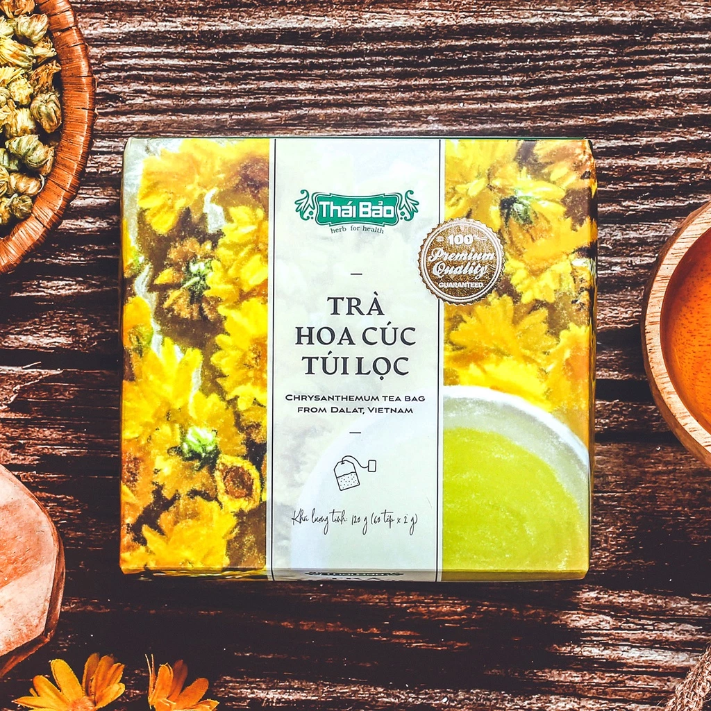Trà hoa cúc túi lọc Langfarm x Thái Bảo - Thảo mộc cho sức khoẻ, thơm dịu vị thiên nhiên, sản xuất tại Đà Lạt