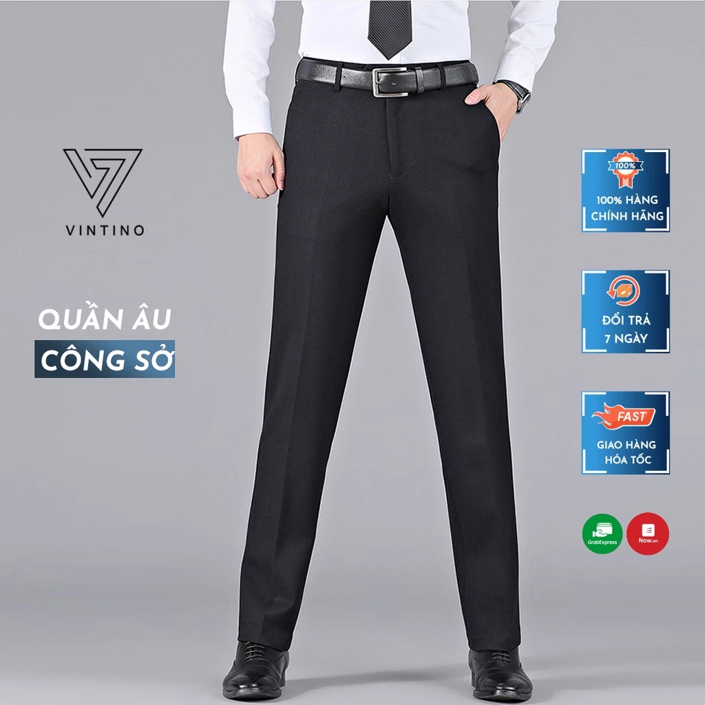 Quần âu nam công sở ống suông đứng, quần tây nam trung niên cho bố vải chống nhăn có size lớn VINTINO QRE