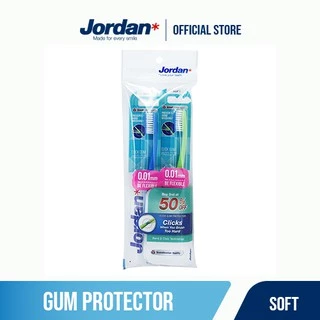 Bộ 2 bàn chải đánh răng Jordan Click Gum Protector, Lông siêu mềm mỏng 0.01mm