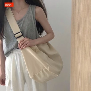 TÚI TOTE ĐEO CHÉO TRỐNG SIU TO CÓ KHÓA KÉO & TÚI CON VẢI CANVAS PHONG CÁCH ULZZANG ĐỂ ĐƯỢC SÁCH ĐỒ