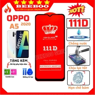 Kính cường lực Oppo A5 (2020) - Cao cấp - Full màn hình 111D và Trong suốt - Độ cứng 10H [FreeShip_50K].