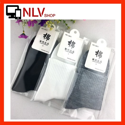 Combo 10 Đôi Tất/Vớ Cổ Cao (3 Màu) Cotton Co Giãn 4 Chiều Mang Phonng Cách Hàn Quốc Thoáng Khí, Chống Hôi Chân Unisex