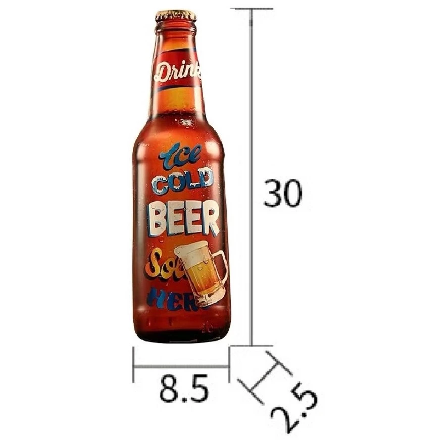 (CAO 30cm) Chai bia sắt treo tường, mô hình trang trí beer club, quán nhậu, quán bar độc đáo